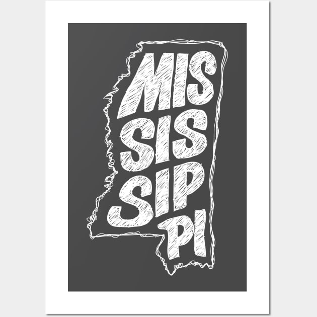 Mississippi (White Graphic) Wall Art by thefunkysoul